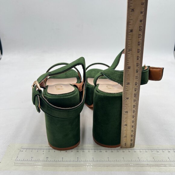 YDN Olive Green Chunky Heel Sandals - Picture 5 of 8